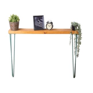 Reclaimed-Timber-Console-Table-with-Pastel-Green-Hairpin-Legs