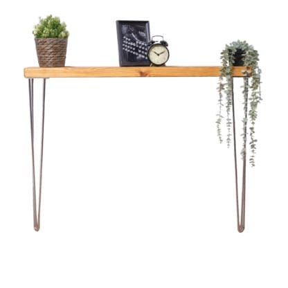 Reclaimed-Timber-Console-Table-with-Chrome-Hairpin-Legs