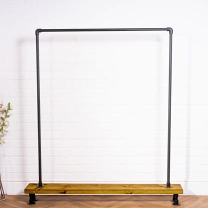 Free-Standing-Clothing-Rail-on-Wooden-Base-Industrial-Powder-Coated-Pipe-Style-3