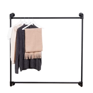 Wall-Mounted-Square-Two-Tiered-Clothing-Rail-Industrial-Powder-Coated-Pipe-Style-2