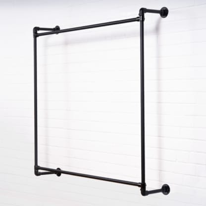 Wall-Mounted-Square-Two-Tiered-Clothing-Rail-Industrial-Powder-Coated-Pipe-Style-3