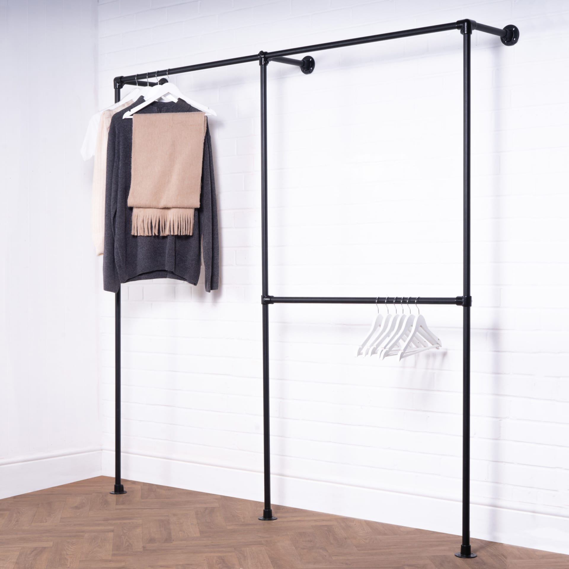Full Height and Double Level Key Clamp Clothing Rail | Industrial ...