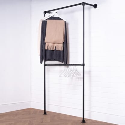 Wall-and-Floor-Mounted-Full-Height-Two-Tiered-Clothing-Rail-Industrial-Powder-Coated-Pipe-Style-4