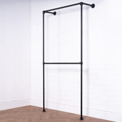 Wall-and-Floor-Mounted-Full-Height-Two-Tiered-Clothing-Rail-Industrial-Powder-Coated-Pipe-Style-5