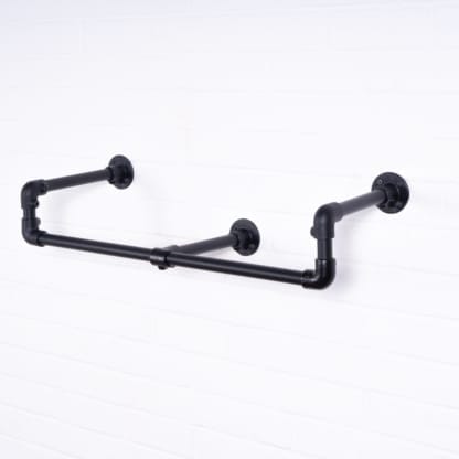Wall-Mounted-Drop-Down-Clothes-Rail-Industrial-Powder-Coated-Pipe-Style-3