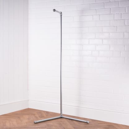 Free-Standing-Display-Corner-Clothing-Rail-Industrial-Silver-Pipe-Style-4