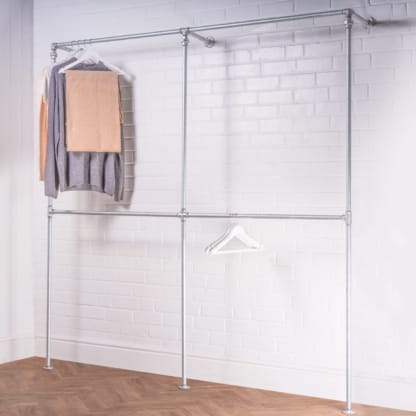 Four-Square-Full-Height-Clothing-Rail-Industrial-Silver-Pipe-Style-3
