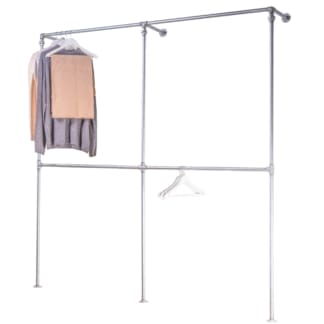 Four-Square-Full-Height-Clothing-Rail-Industrial-Silver-Pipe-Style