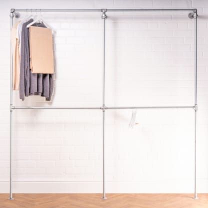 Four-Square-Full-Height-Clothing-Rail-Industrial-Silver-Pipe-Style-4