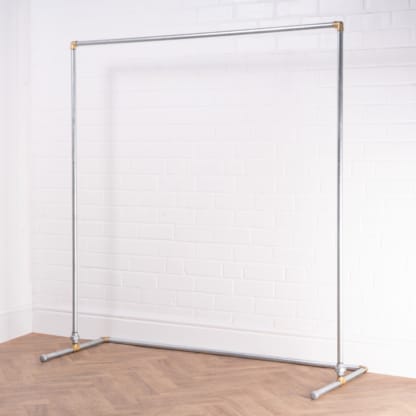 Free-Standing-Walk-In-Clothing-Rail-Industrial-Silver-and-Brass-Pipe-Style-6