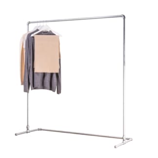 Free-Standing-Walk-In-Clothing-Rail-Industrial-Silver-Pipe-Style