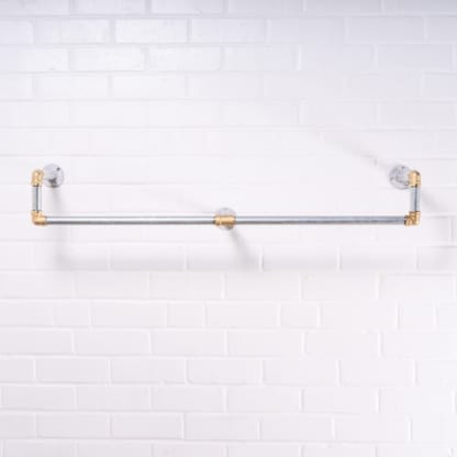 Wall-Mounted-Drop-Down-Clothes-Rail-Industrial-Silver-and-Brass-Pipe-Style-5