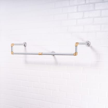 Wall-Mounted-Drop-Down-Clothes-Rail-Industrial-Silver-and-Brass-Pipe-Style-4