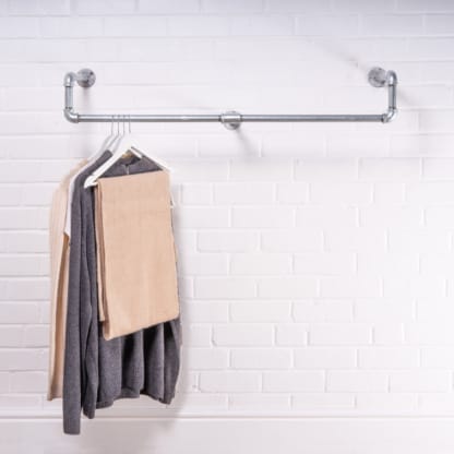 Wall-Mounted-Drop-Down-Clothes-Rail-Industrial-Silver-Pipe-Style-3