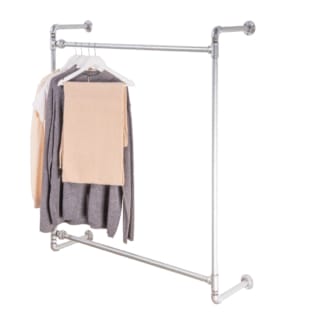 Wall-Mounted-Square-Two-Tiered-Clothing-Rail-Industrial-Silver-Pipe-Style