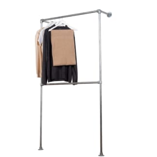 Wall-and-Floor-Mounted-Full-Height-Two-Tiere-Clothing-Rail-Industrial-Silver-Pipe-Style-4