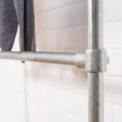 Wall-and-Floor-Mounted-Full-Height-Two-Tiered-Clothing-Rail-Industrial-Silver-Pipe-Style