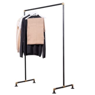 Free-Standing-Clothing-Rail-Industrial-Raw-Steel-and-Brass-Pipe-Style