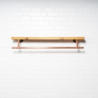 Tee-Clothes-Rail-With-Solid-Wooden-Shelf-Industrial-Copper-Pipe-Style-4