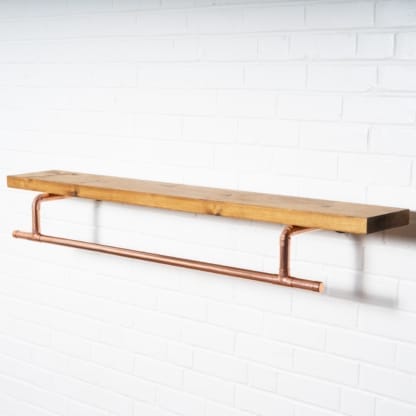 Tee-Clothes-Rail-With-Solid-Wooden-Shelf-Industrial-Copper-Pipe-Style-5