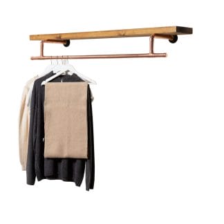 Tee-Clothes-Rail-With-Solid-Wooden-Shelf-Industrial-Copper-Pipe-Style