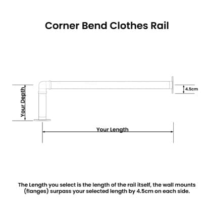 Size Guide Corner Bend Clothes Rail