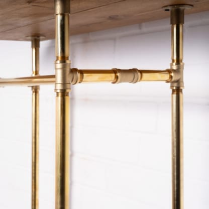 Wooden-Surround-Clothes-Rail-Solid-Brass-Pipe-Style-4