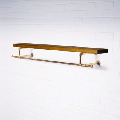 Double-Hanging-Clothes-Rail-with-Deep-Solid-Wood-Shelf-Solid-Brass-Pipe-Style