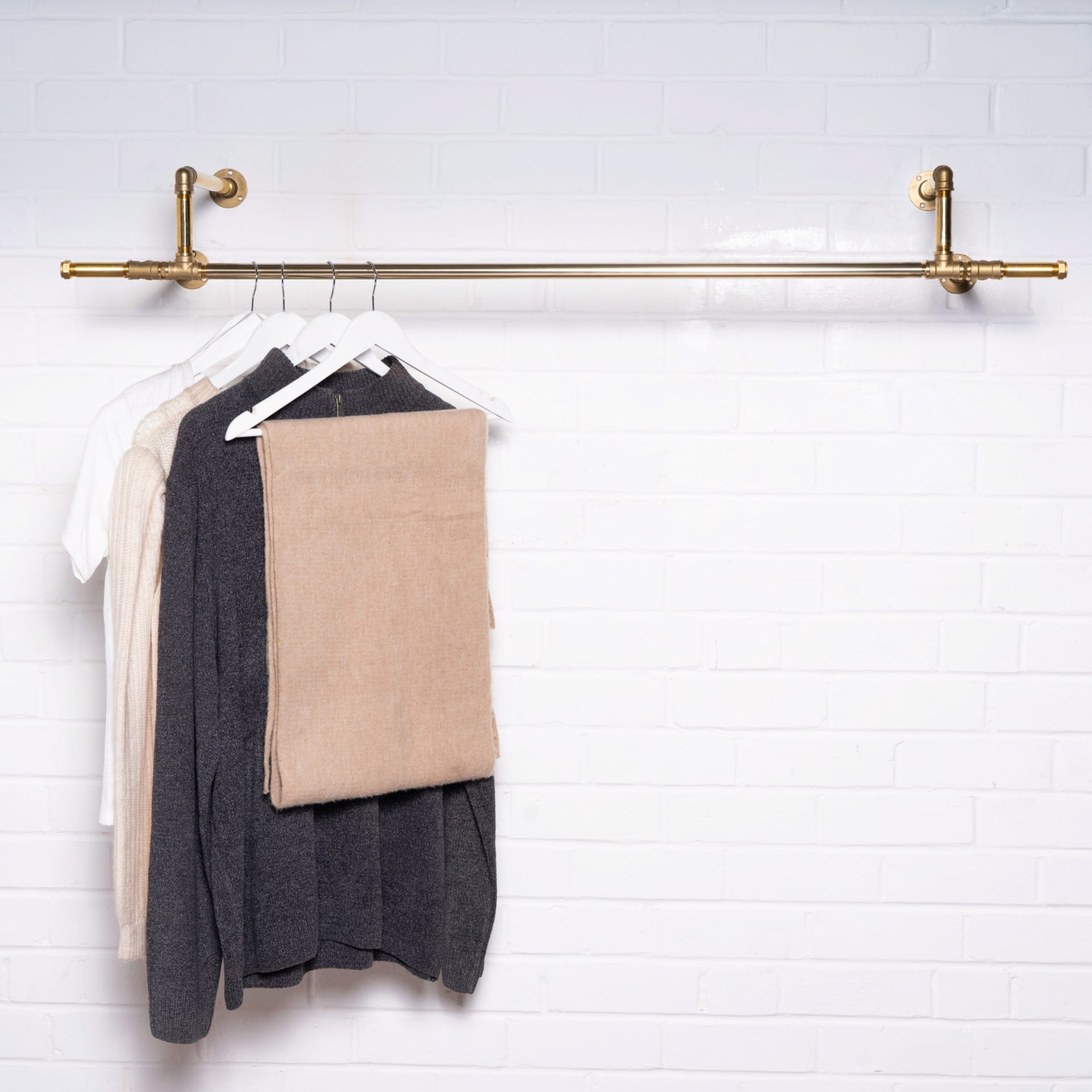 Solid Brass Corner Bend Clothes Rail - Pipe Dream Furniture