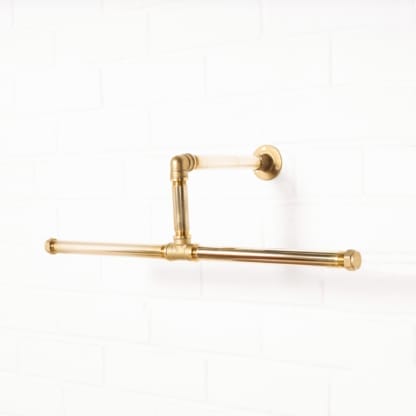 Tee-Shape-Double-Clothing-Rail-Solid-Brass-Pipe-Style