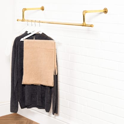 Tee-Style-Double-Level-Clothing-Rail-Solid-Brass-Pipe-Style-2