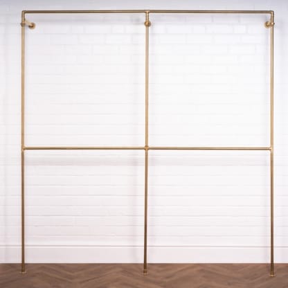Four-Square-Full-Height-Clothing-Rail-Solid-Brass-Pipe-Style-2