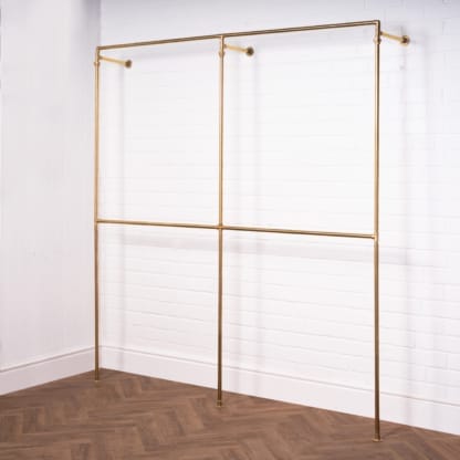 Four-Square-Full-Height-Clothing-Rail-Solid-Brass-Pipe-Style-3