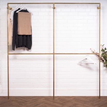 Four-Square-Full-Height-Clothing-Rail-Solid-Brass-Pipe-Style-4