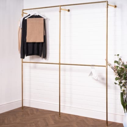Four-Square-Full-Height-Clothing-Rail-Solid-Brass-Pipe-Style-5
