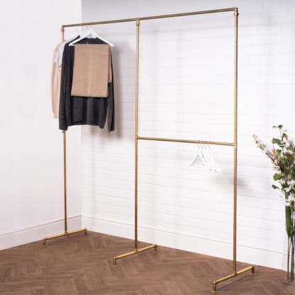Free-Standing-Full-Height-Clothing-Rail-Solid-Brass-Pipe-Style-4