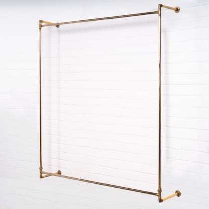 Wall-Mounted-Square-Two-Tiered-Clothing-Rail-Solid-Brass-Pipe-Style-2