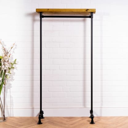 Free-Standing-Clothing-Rail-with-Wooden-Shelf-4