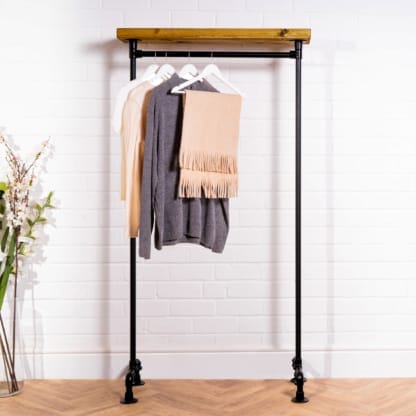 Free-Standing-Clothing-Rail-with-Wooden-Shelf-3