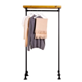 Free-Standing-Clothing-Rail-with-Wooden-Shelf-2
