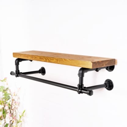 Double-Hanging Clothes-Rail-with-Deep-Solid-Wood-Shelf-3