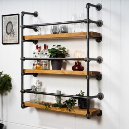 Wall-Mounted-Drinks-Cabinet-Industrial-Raw-Steel-Key-Clamp Pipe-Style-2