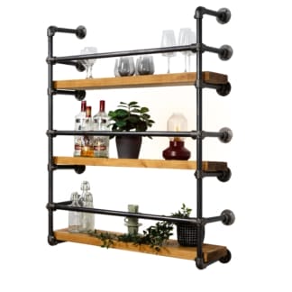 Wall-Mounted-Drinks-Cabinet-Industrial-Raw-Steel-Key-Clamp Pipe-Style