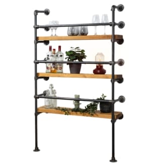Wall-and-Floor-Mounted-Drinks-Cabinet-Industrial-Raw-Steel-Key-Clamp-Pipe-Style-2