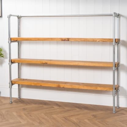 Key-Clamp-Free-Standing-Tiered-Shelving-Unit-Industrial-Silver-Pipe-Style-4
