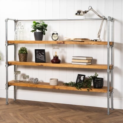 Key-Clamp-Free-Standing-Tiered-Shelving-Unit-Industrial-Silver-Pipe-Style