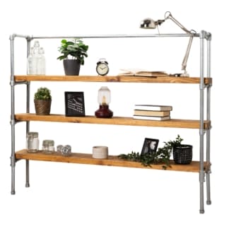 Key-Clamp-Free-Standing-Tiered-Shelving-Unit-Industrial-Silver-Pipe-Style-2