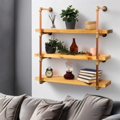 Wall-Mounted-Shelving-Unit-With-Reclaimed-Wooden-Shelves-Thick-Copper-Pipe-and-Brass-Style-6