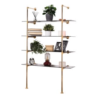 Floor-Mounted-Shelving-Unit-Industrial-Brass-Pipe-with-Tinted-Glass-Shelving-2