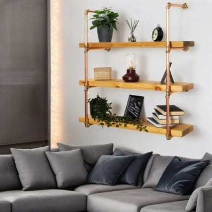 Wall-Mounted-Shelving-Unit-With-Reclaimed-Wooden-Shelves-Copper-Pipe-Style-7
